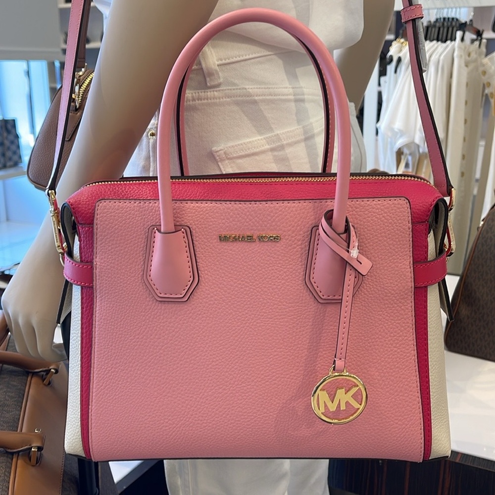 MICHAEL KORS
Mercer Medium Top Zip Color-Block Belted Satchel Crossbody Purse - Picture 16 of 16